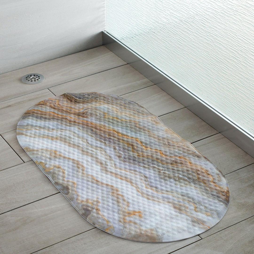 Elle Decor Oval Bubble Bath Mat in Agate Print