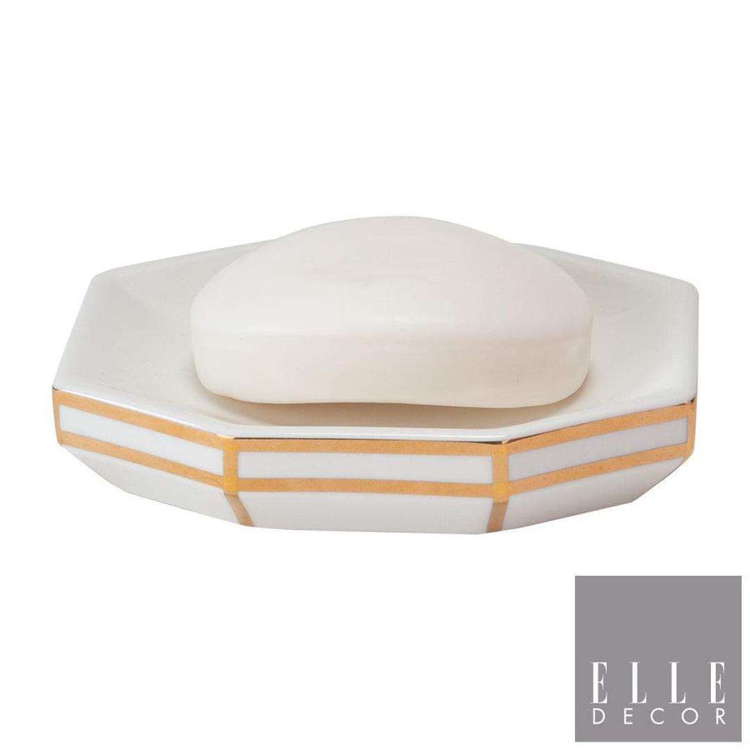 Elle Art Deco Soap Dish W Line - Gold
