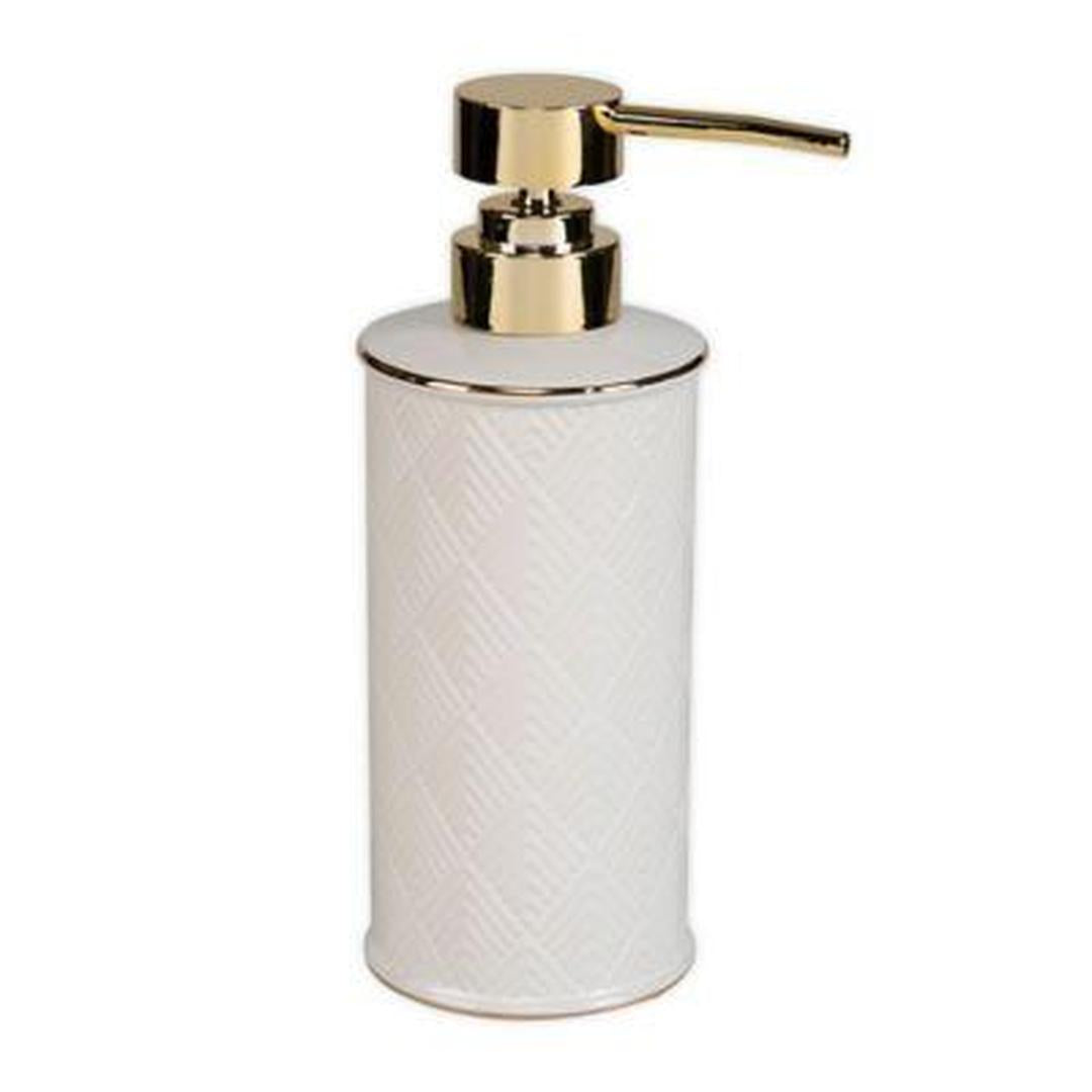 Elle Decor Embossed Ceramic Soap Pump in White/Gold