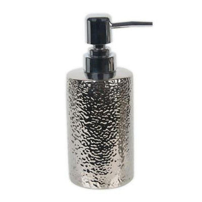 Elle Dcor Hammered Metallic Lotion Pump Dispenser in Silver