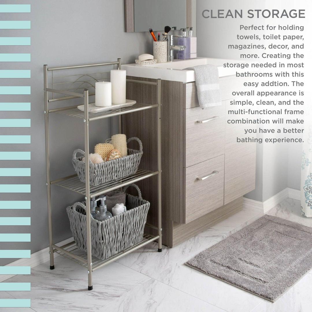 Bath Bliss 3 Tiered Bathroom Storage Rack in Satin Nickel