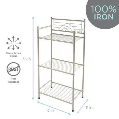 Bath Bliss 3 Tiered Bathroom Storage Rack in Satin Nickel