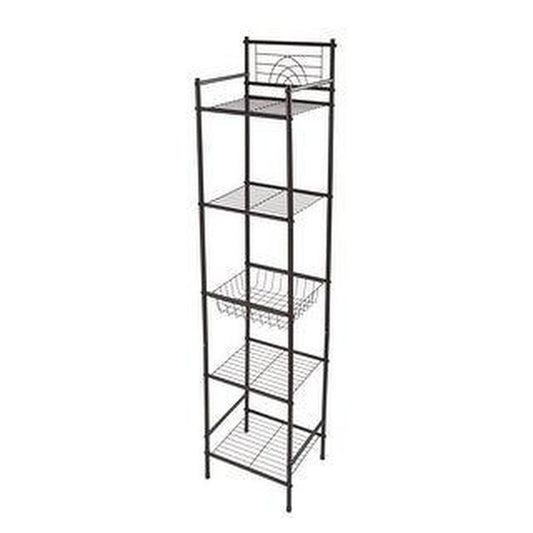 Bath Bliss 5 Tier Storage Shelf | 13"x 11.6"x 54.5" | Freestanding | Bathroom Storage | Rust Resistant | Easy Assemble | Oil Rubbed Bronze