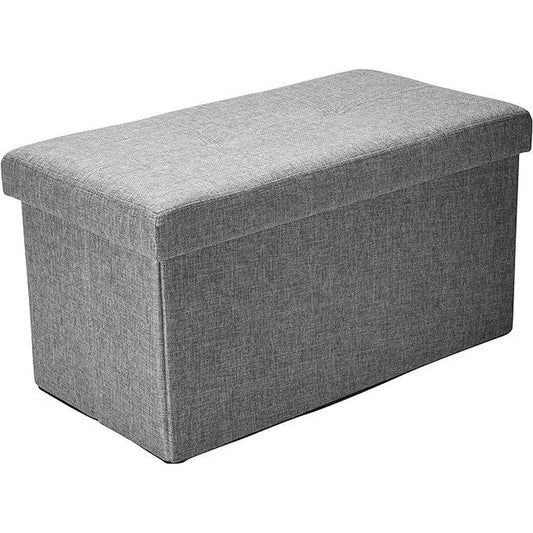 Simplify Faux Linen Double Folding Storage Ottoman (Grey)