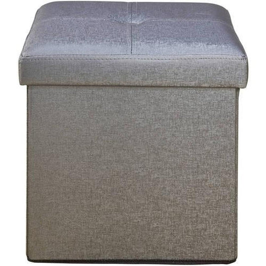 Simplify Metallic Pewter Single Foldable Ottoman - 15" X 15" X 15"