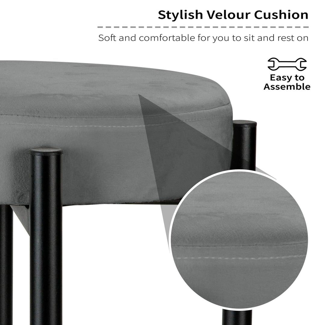 Home Details Velour Vanity Stool - Grey