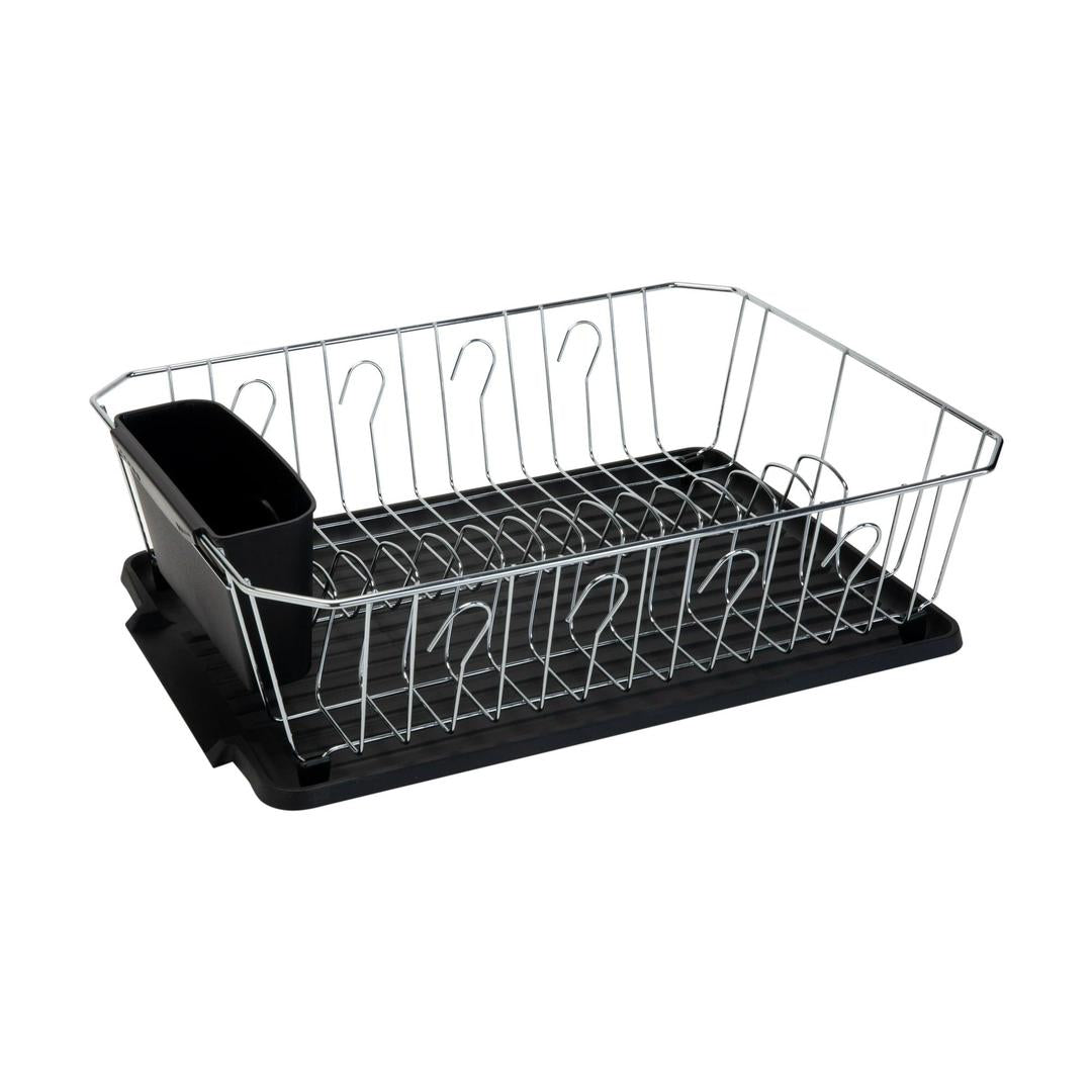 Kitchen Details Chrome 3 Piece Set Dish Rack in Black (17.25" x 13.75" x 5")