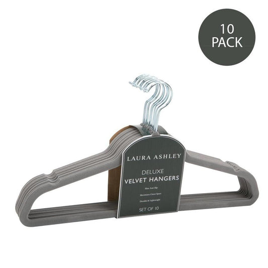 GREY DELUXE VELVET HANGERS 10PK