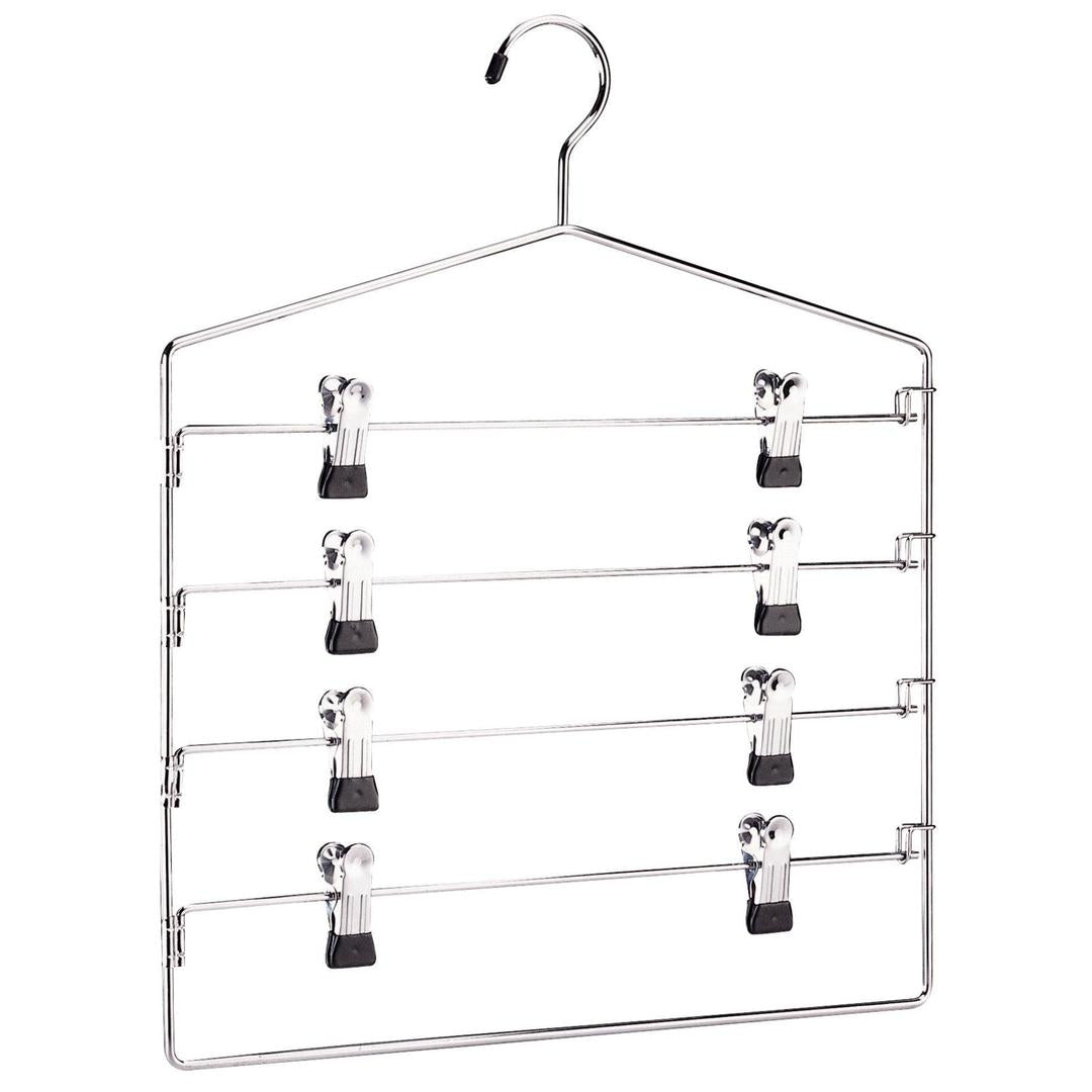 Organize It All 4 Tier Swing Arm Slack Rack Hanger, Closet Organizer for Pants, Scarves, Skirts, Chrome, 16.00 x 18.25 x 0.01