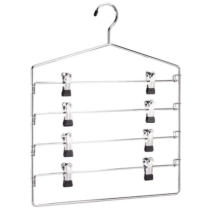 Organize It All 4 Tier Swing Arm Slack Rack Hanger, Closet Organizer for Pants, Scarves, Skirts, Chrome, 16.00 x 18.25 x 0.01