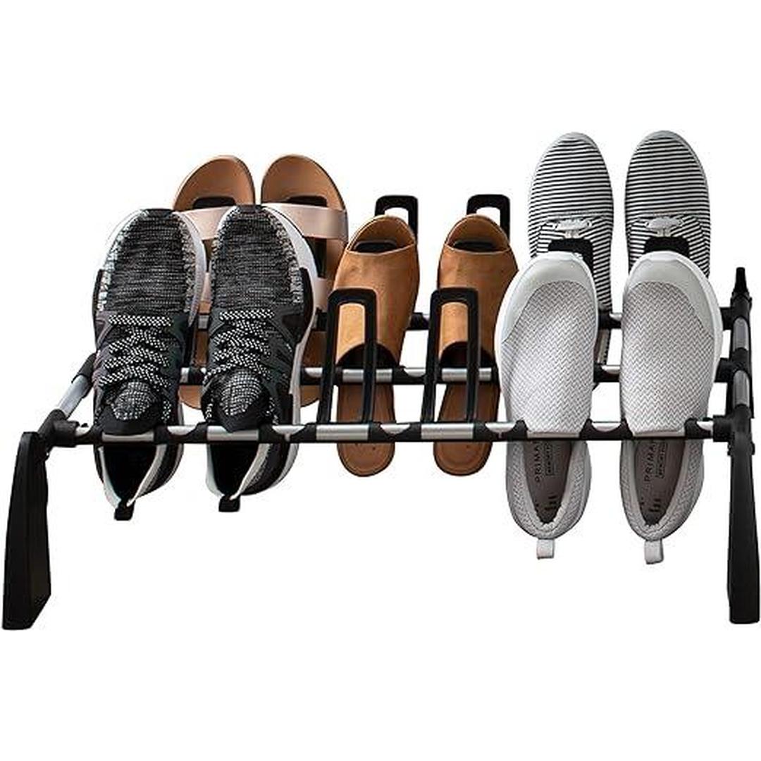 Neu Home 17711W-1 Organize It All 9-Pair Freestanding Shoe Rack, Black