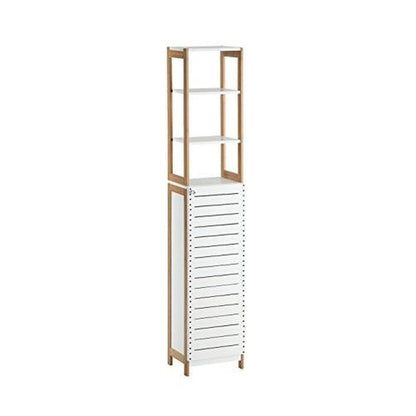 Organize It All 6 Shelf Bamboo High Cabinet in White