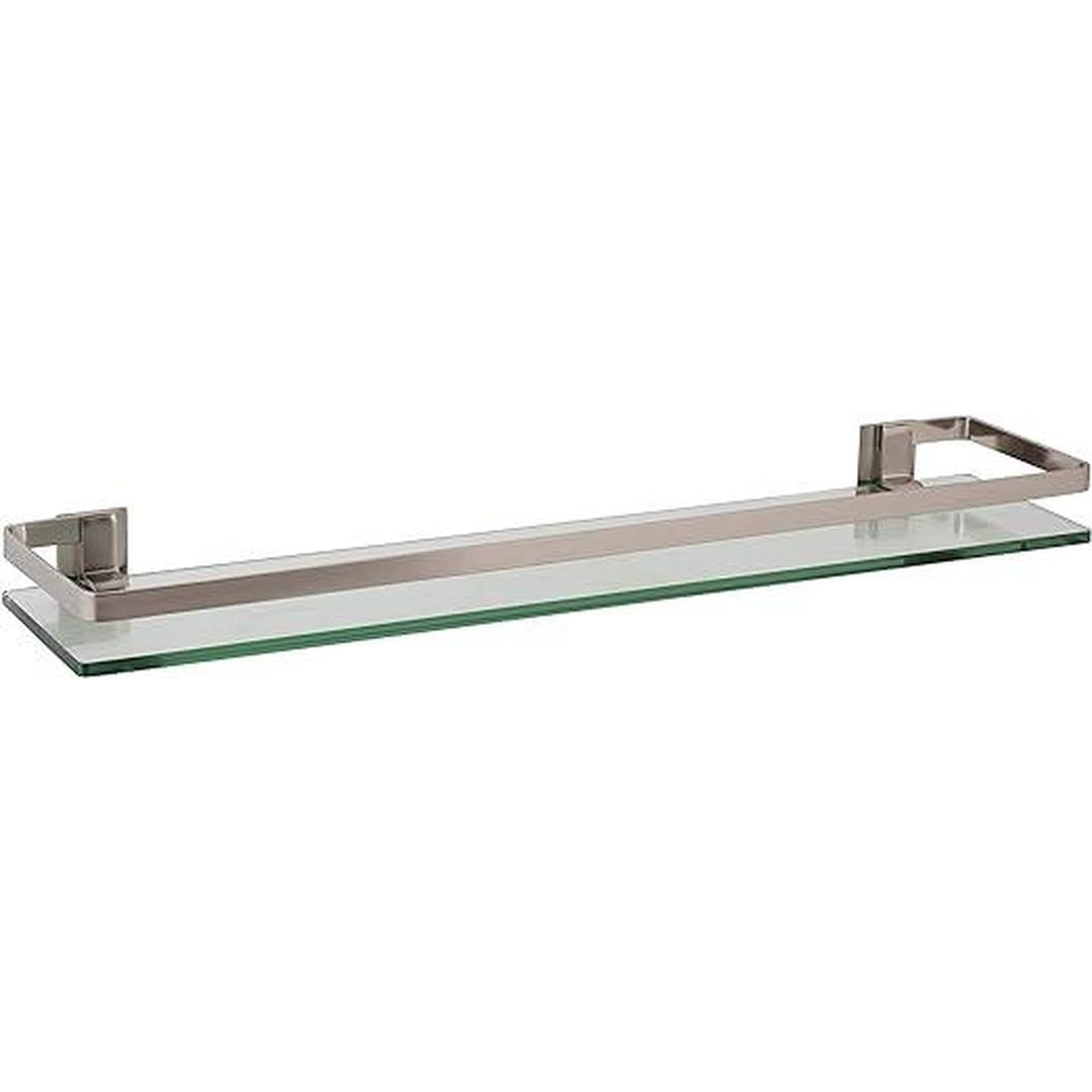 Organize It All Wall Mounting Glass Shelf with Nickle Finish and Rail