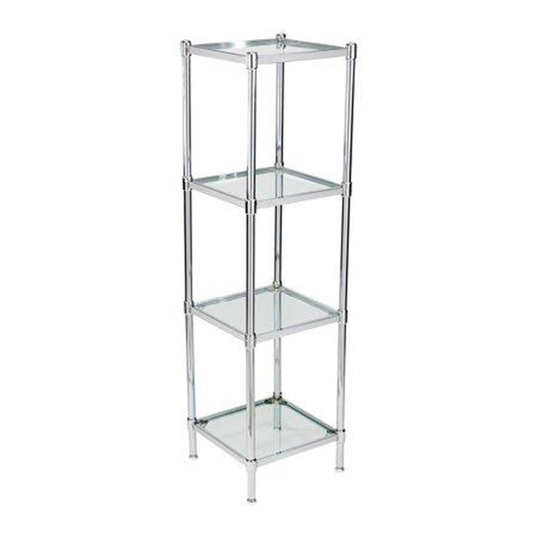 Organize It All 4 Tier Tempered Glass Freestanding Bathroom Storage Tower