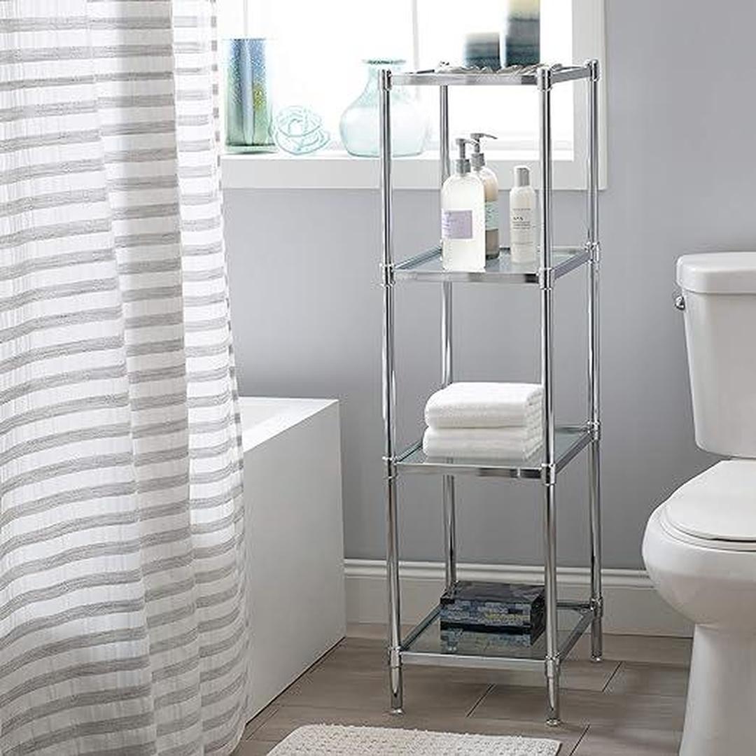 Organize It All 4 Tier Tempered Glass Freestanding Bathroom Storage Tower