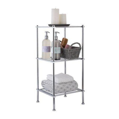 Organize It All 3 Tier Tempered Glass Freestanding Bathroom Storage Tower 13.25 x 13.25 x 31 inches