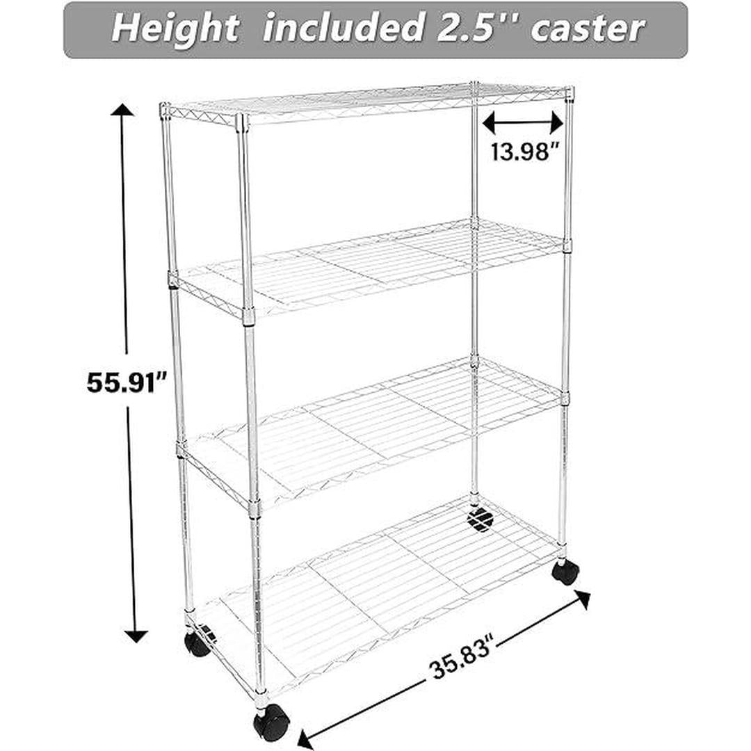 Simple Deluxe 4-Tier Heavy Duty Storage Shelving Unit 1000Lb Capacity,Chrome,36Lx14Wx55.91H inch