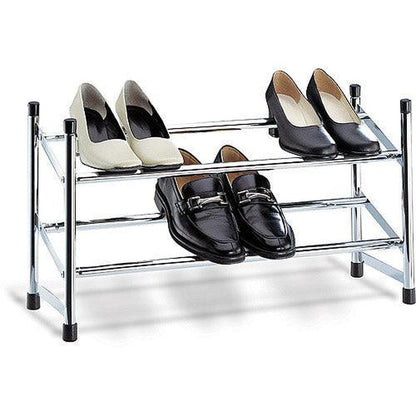 Organize It All Expandable Metal 6-12 Pair Shoe Rack in Chrome
