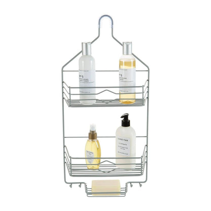 Organize It All 3-Tier Corner Spa Stainless Steel Shower Caddy, Silver and Black