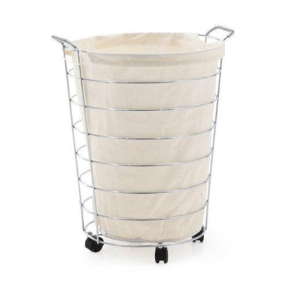 Jumbo Laundry Basket in Chrome Plate w Canvas Bag