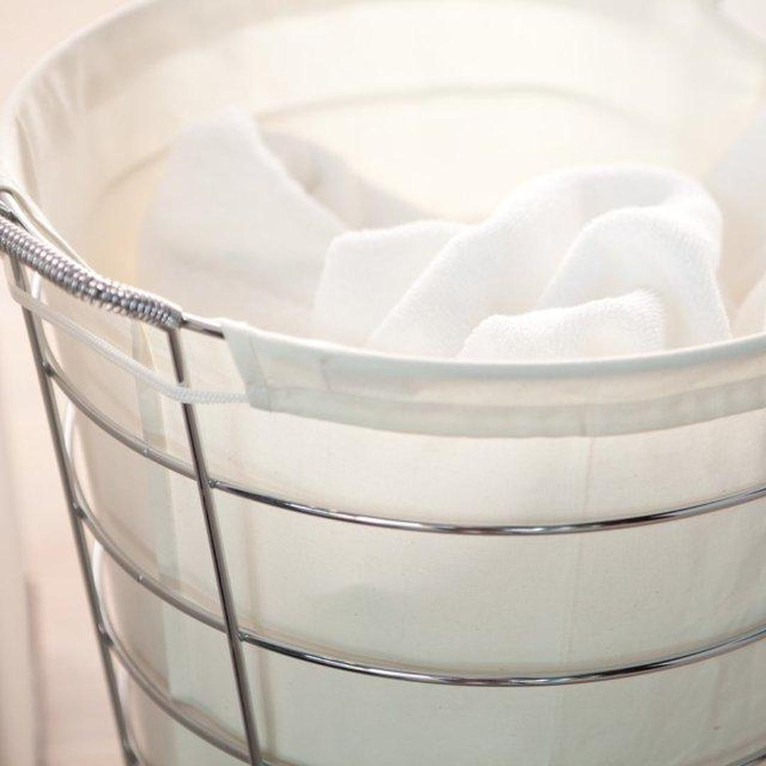 Jumbo Laundry Basket in Chrome Plate w Canvas Bag