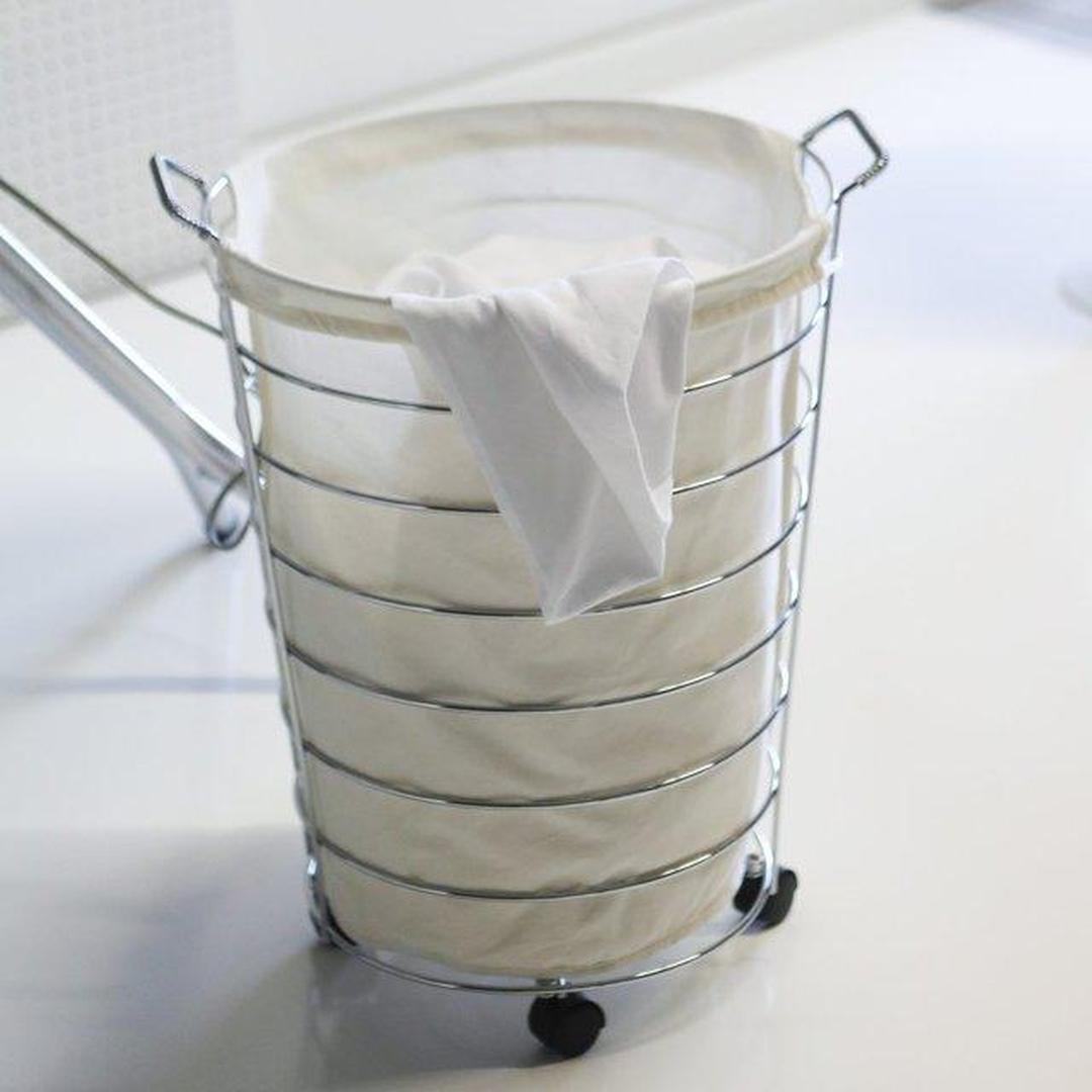 Jumbo Laundry Basket in Chrome Plate w Canvas Bag - Thumbnail 2