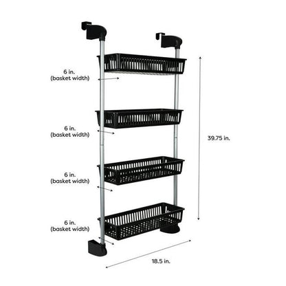 Organize It All 4 Basket Over the Door Storage Organizer Hook