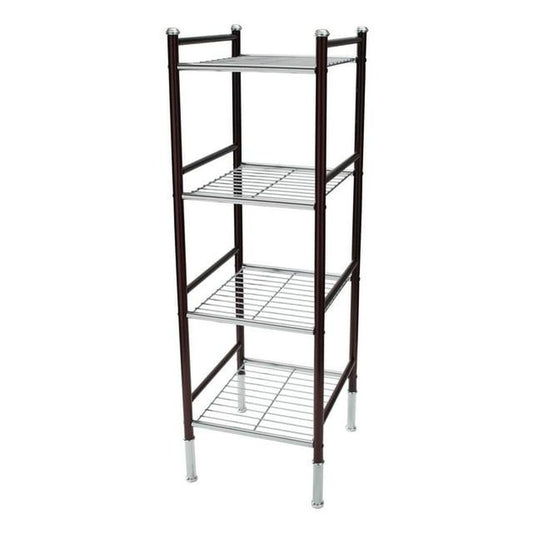Organize It All 4 Tier Duplex Line Square Freestanding Wire Storage Shelf Unit, Bronze