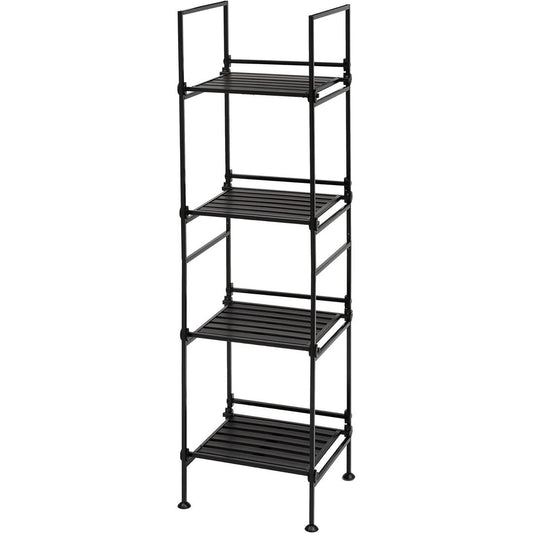 0rganize It All Free Standing Storage Shelf, 4-Tier Square, Easy to Assemble, Espresso Resin Shelving, Home Organization, No Tools Need
