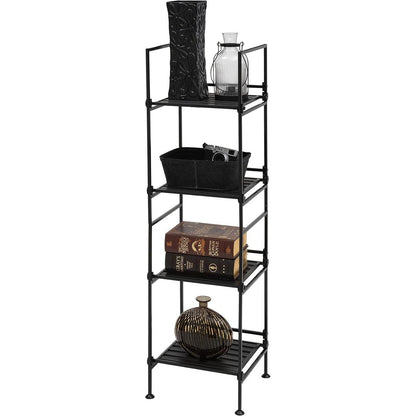 0rganize It All Free Standing Storage Shelf, 4-Tier Square, Easy to Assemble, Espresso Resin Shelving, Home Organization, No Tools Need