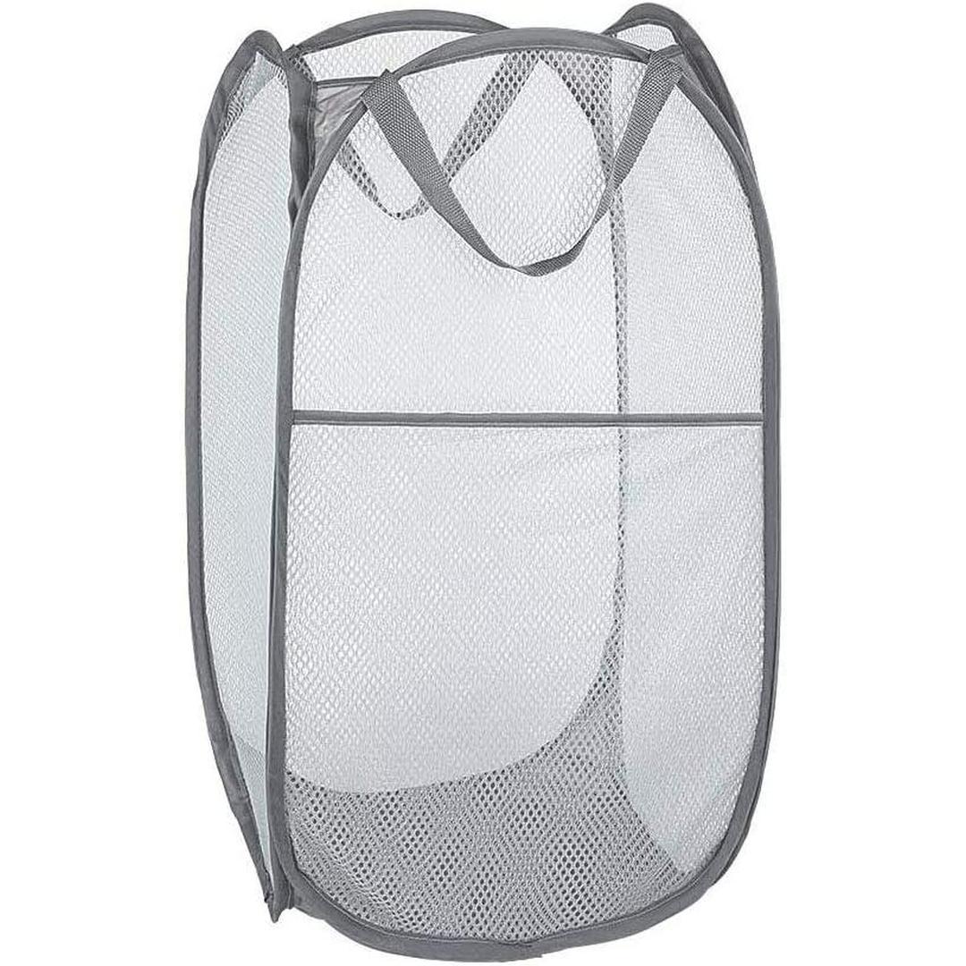 Larpur Popup Mesh Laundry Basket | Collapsible | With Carry Handles - Grey