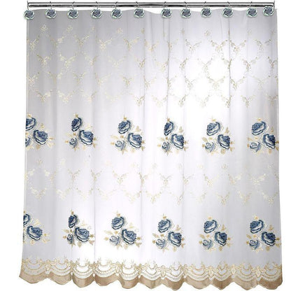 Popular Bath Blossom Rose Shower Curtain, Blue, 70"X72"