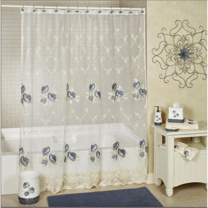 Popular Bath Blossom Rose Shower Curtain, Blue, 70"X72"