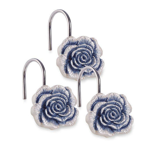 Popular Bath Blossom Rose Shower Hooks, Blue