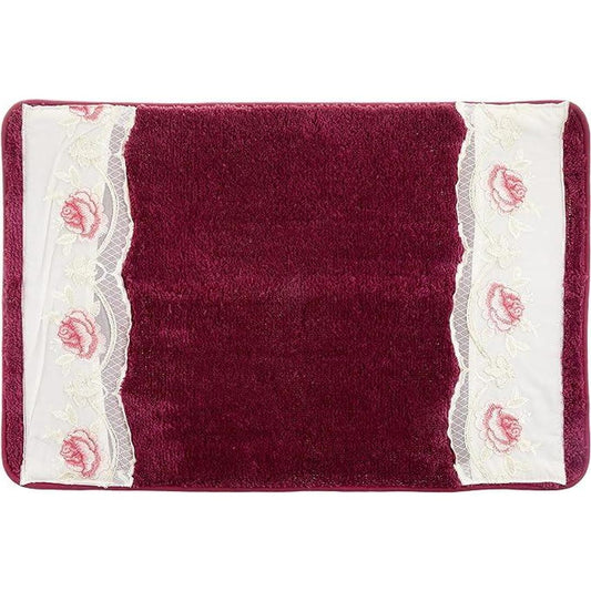 Popular Bath Blossom Rose, Bath Rug, Burgundy