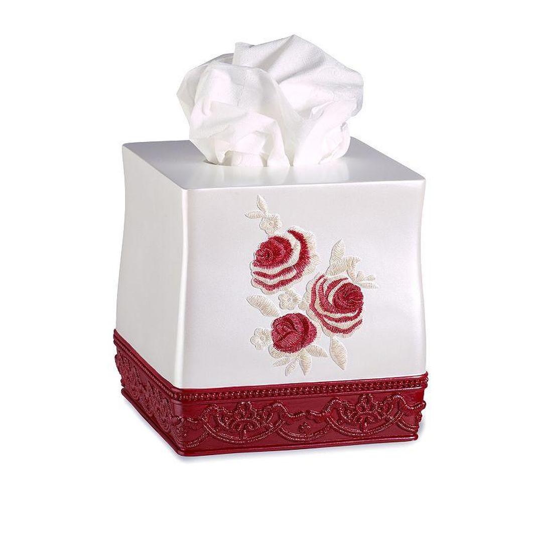 Popular Bath Blossom Rose Tissue Box, Red