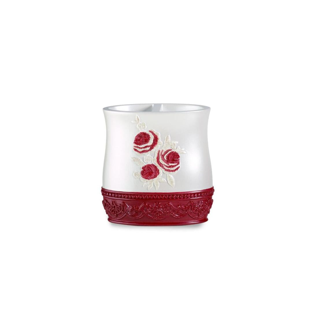 Popular Bath Blossom Rose, Waste Basket, Burgundy