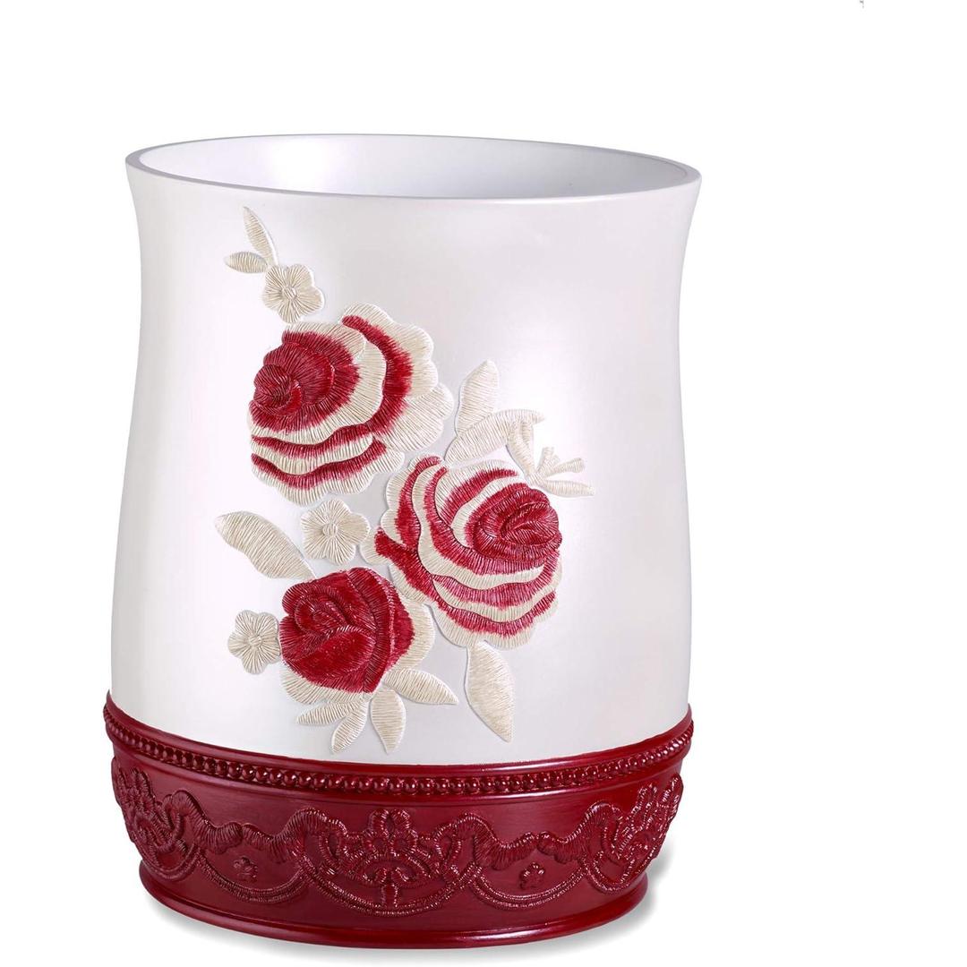 Popular Bath Blossom Rose, Waste Basket, Burgundy