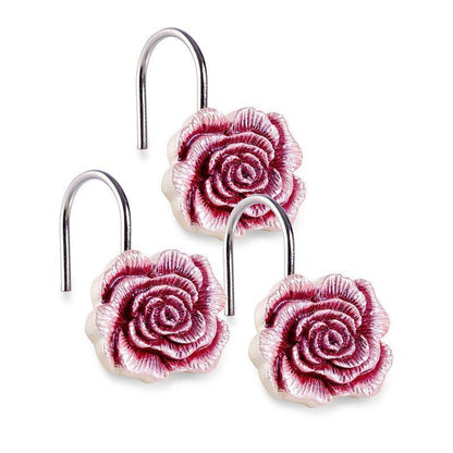 Popular Bath Blossom Rose Shower Hooks, burgundy