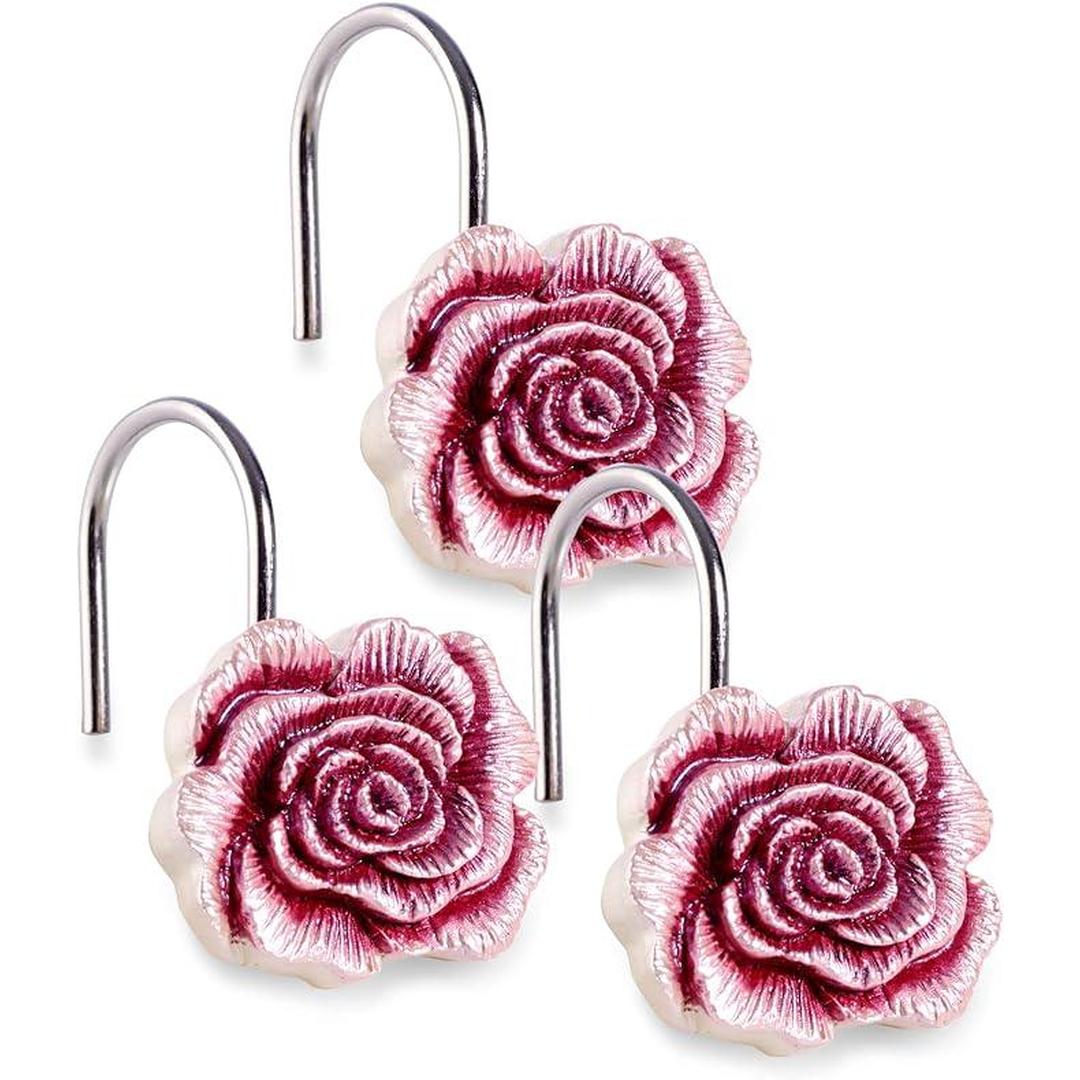 Popular Bath Blossom Rose Shower Hooks, burgundy