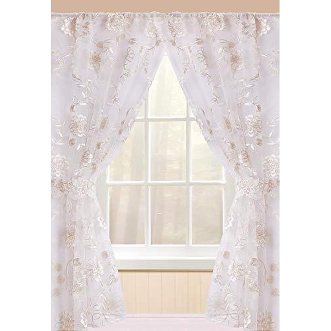 Popular Bath Rose Vine, Window Curtain, Beige-Taupe