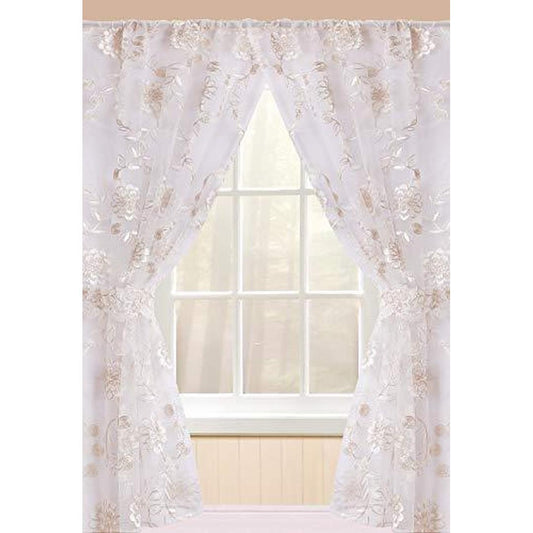 Popular Bath Rose Vine, Window Curtain, Beige-Taupe