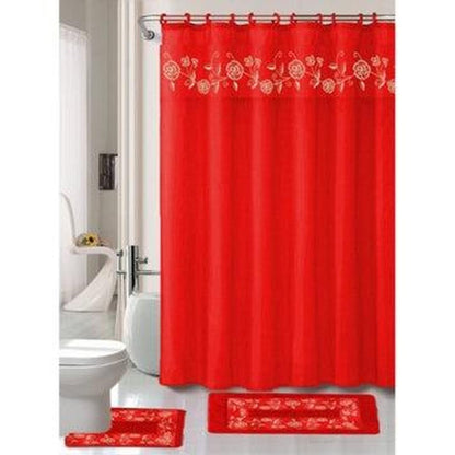 Popular Bath Vera 18-Piece Shower Curtain Set in Red