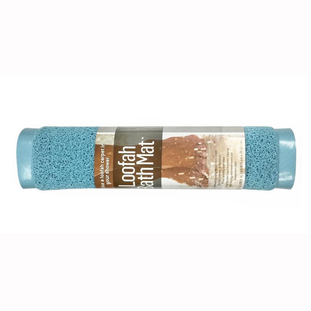 Popular Bath Products 29.5 in. W X 17.25 in. L Loofa Bath Carpet in Mint, Angel Blue