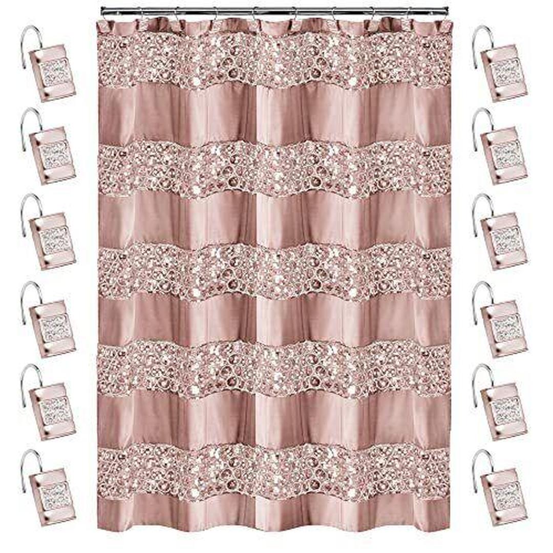 Sinatra Bath Set Shower Curtain, Pink