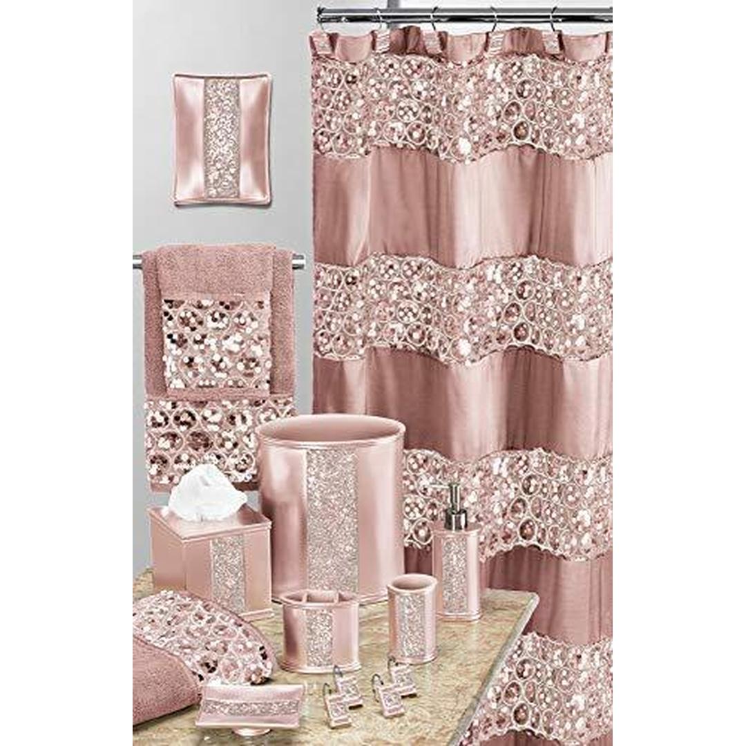 Sinatra Bath Set Shower Curtain, Pink