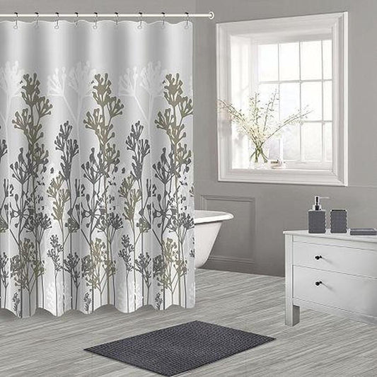 Popular Bath Blossom 17pc Shower Curtain, One Size , Gray