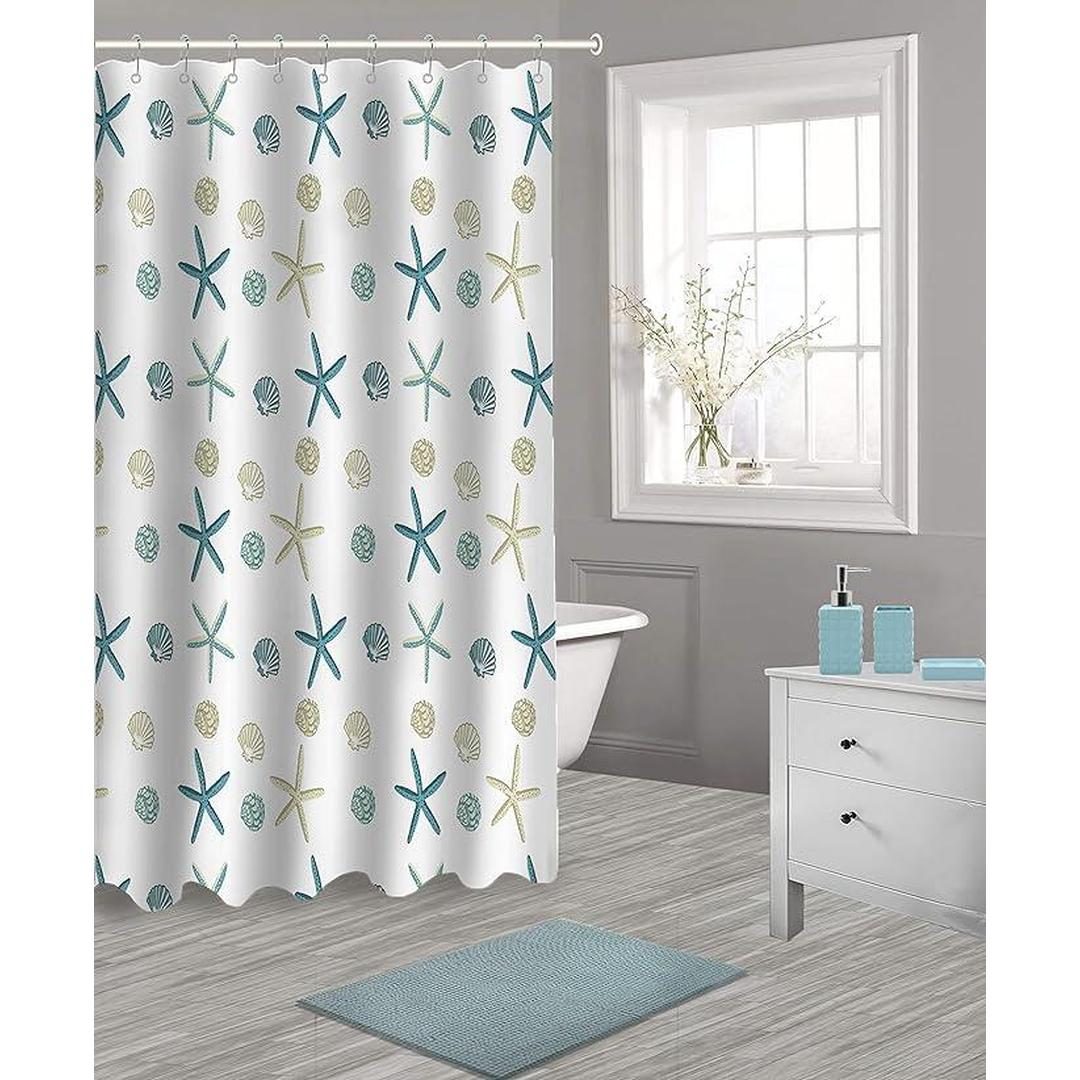 Popular Bath Shower Curtain 17 Piece Bath Set, Aqua