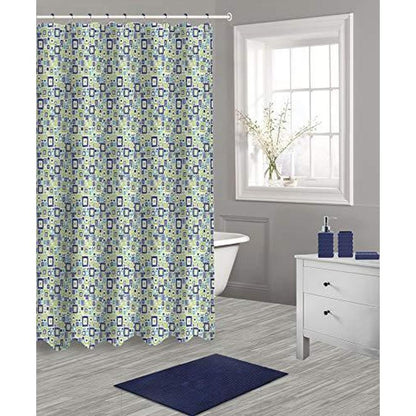 Popular Bath Shower Curtain 17 Piece Bath Set, Navy