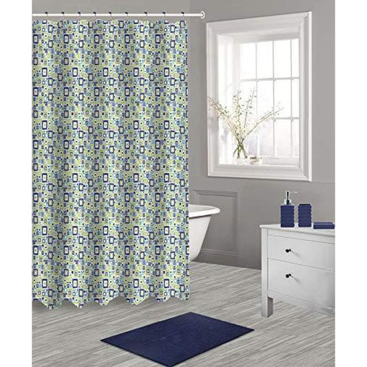 Popular Bath Shower Curtain 17 Piece Bath Set, Navy